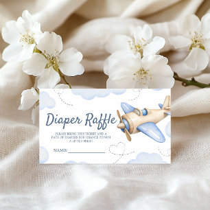 Aeroplane Oh Boy Shower Diaper Raffle Ticket Enclosure Card