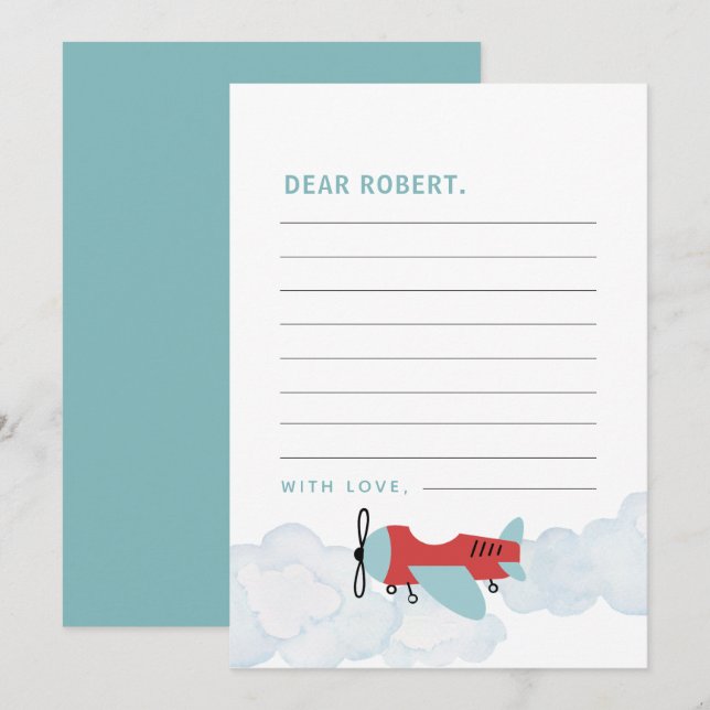 Aeroplane Oh My Time Flies Time Capsule Note Card (Front/Back)