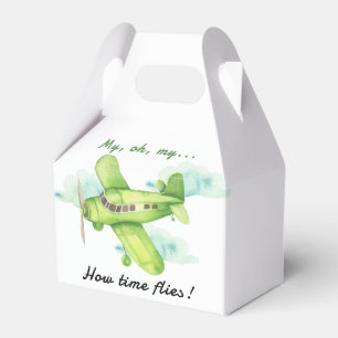Aeroplane Oh My Time Flies Travel First Birthday Favour Box