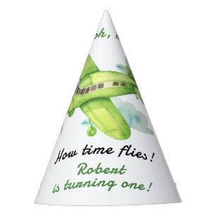 Aeroplane Oh My Time Flies Travel First Birthday Party Hat