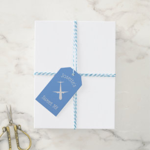 Aeroplane on Blue Personalised Gift Tags