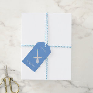 Aeroplane on Blue Personalised Gift Tags
