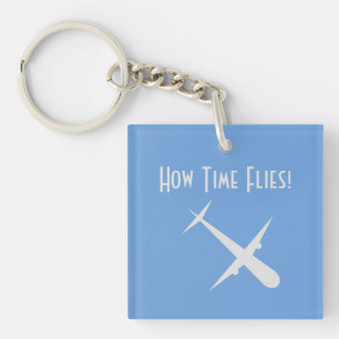 Aeroplane on Blue Personalised Key Ring