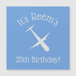 Aeroplane on Blue Personalised Magnetic Invitation
