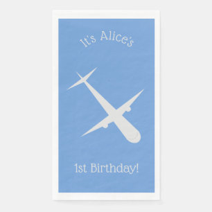 Aeroplane on Blue Personalised Napkin