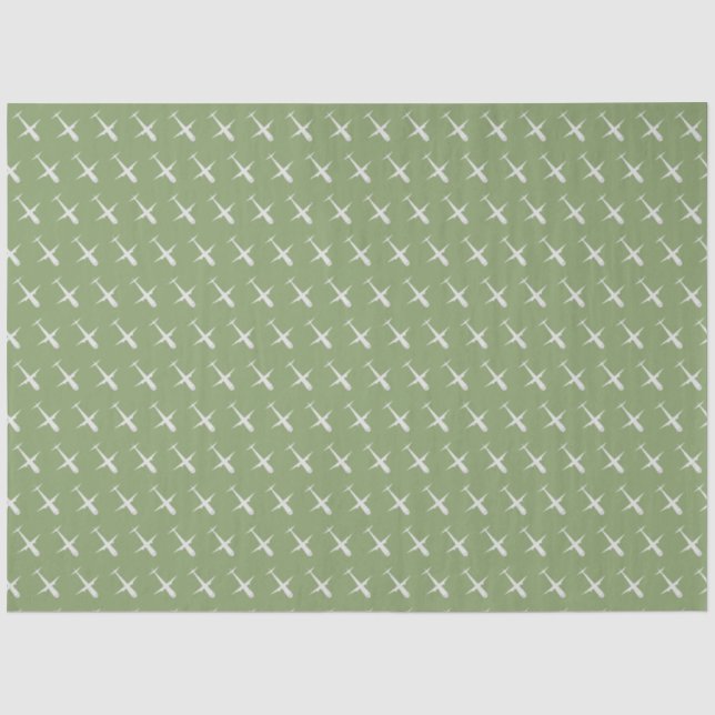 Aeroplane on Grey Geen Tissue Paper (Front)