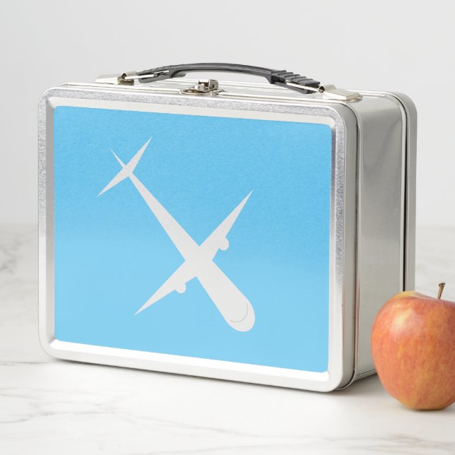 Aeroplane on Light Sky Blue, Customisable Metal Lunch Box (In Situ)