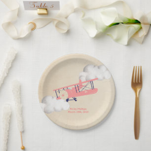 Aeroplane Paper Plate, Vintage Aeroplane Baby Show Plate