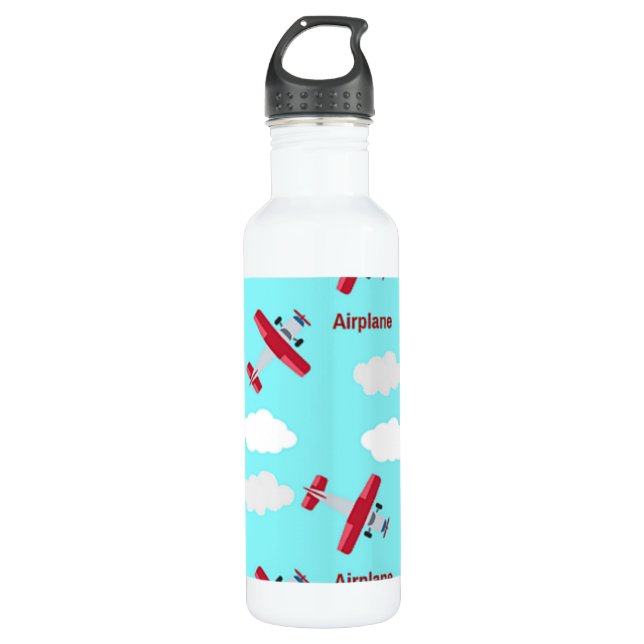 Aeroplane pattern on blue 710 ml water bottle (Front)