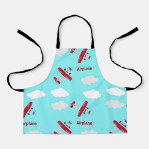 Aeroplane pattern on blue apron