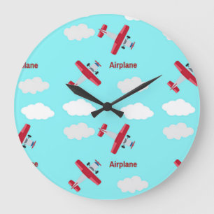 Aeroplane pattern on blue large clock
