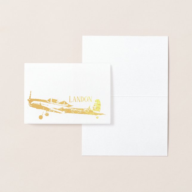 Aeroplane Personalised Gold Foil Stationery Foil Card (Display)