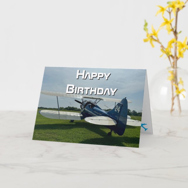 Aeroplane photo, Cool Aviation Pilot Birthday Card (Yellow Flower)