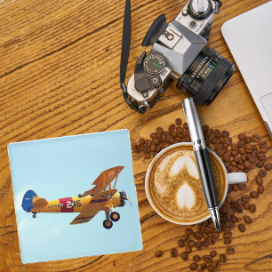 Aeroplane photo,Cool Aviation Pilot Birthday Glass Coaster