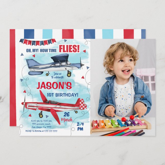 Aeroplane Photo Invitation (Front/Back)
