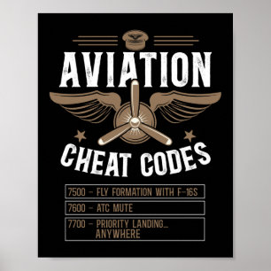 Aeroplane Pilot Aircraft Aviation Cheat Codes 7500 Poster