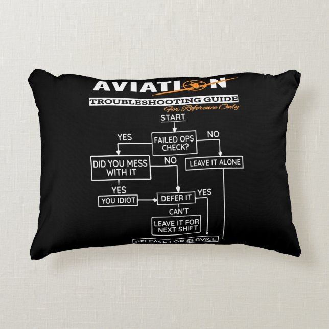 Aeroplane Pilot Aviation Trouble Shooting Guide Decorative Cushion (Front)
