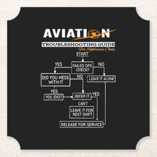 Aeroplane Pilot Aviation Trouble Shooting Guide Paper Coaster