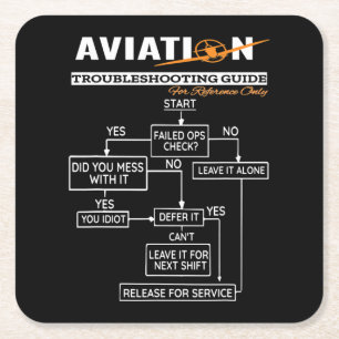 Aeroplane Pilot Aviation Trouble Shooting Guide Square Paper Coaster