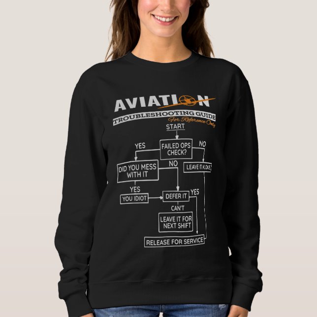 Aeroplane Pilot Aviation Trouble Shooting Guide Sweatshirt (Front)