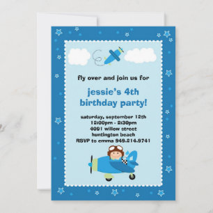 Aeroplane Pilot Birthday Party Invitation