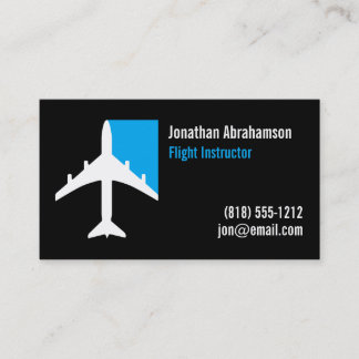 Aeroplane Pilot Business Cards Black Blue and Whit