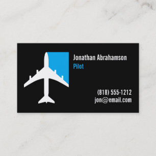 Aeroplane Pilot Business Cards Black Blue and Whit