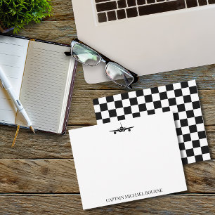 Aeroplane Pilot Captain Modern Black and White Card