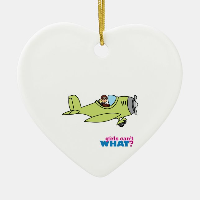 Aeroplane Pilot Ceramic Tree Decoration (Front)