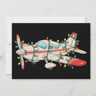 Aeroplane Pilot Christmas Xmas Lights Holiday Card