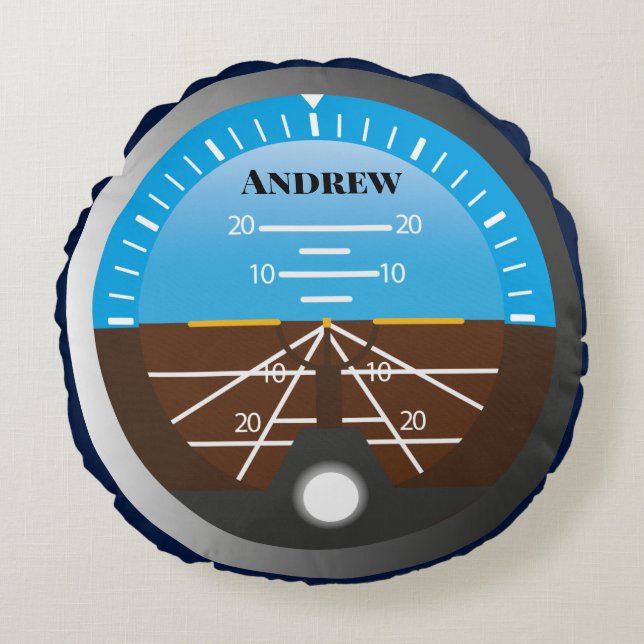 Aeroplane Pilot Cockpit Attitude Indicator Round Cushion (Front)
