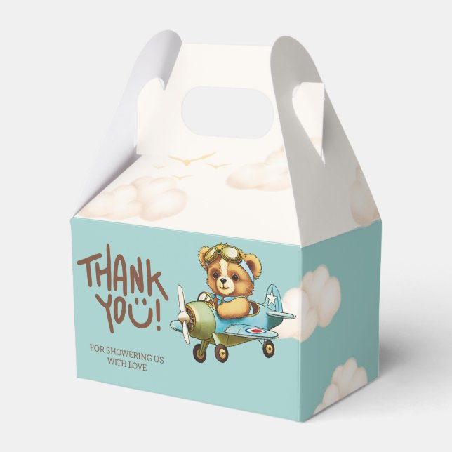 Aeroplane Pilot Cute Teddy bear Thank you Favour Box (Back Side)