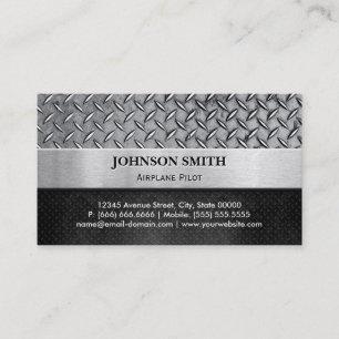 Aeroplane Pilot - Diamond Metal Plate Business Card