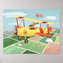 Aeroplane Pilot Dogs Art Print