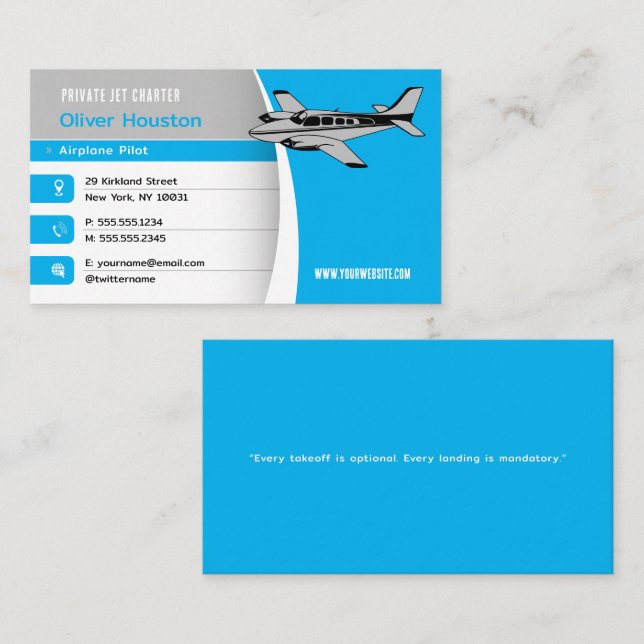 Aeroplane Pilot | Flight Business Card (Front/Back)