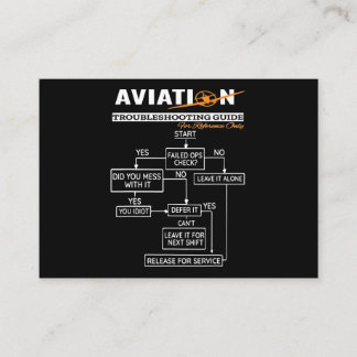 Aeroplane Pilot  Funny Pilot Troubleshooting Guide Business Card