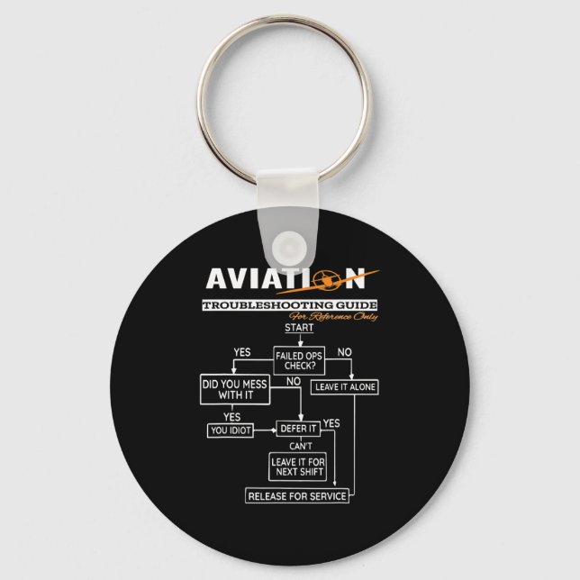 Aeroplane Pilot  Funny Pilot Troubleshooting Guide Key Ring (Front)