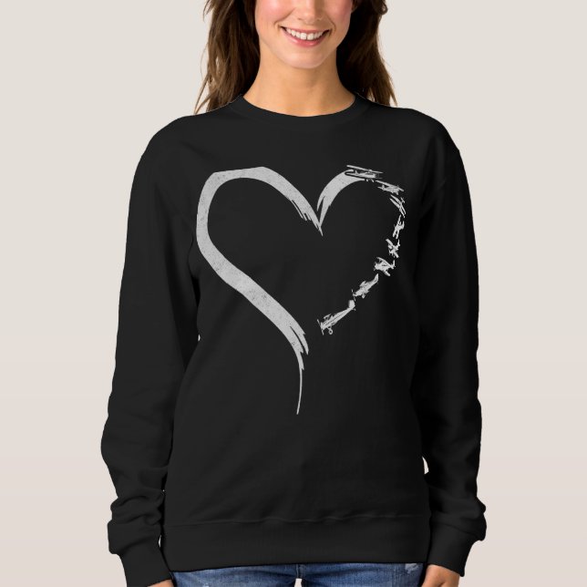 Aeroplane Pilot Heart Biplane Sweatshirt (Front)