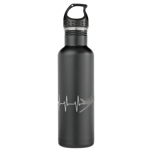 Aeroplane Pilot Heartbeat Flying Plane Aviation Ho 710 Ml Water Bottle (Front)