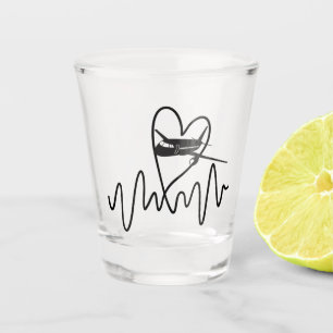Aeroplane Pilot Heartbeat Flying Shot Glass