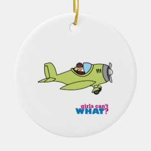Aeroplane Pilot - Light/Blonde Ceramic Tree Decoration
