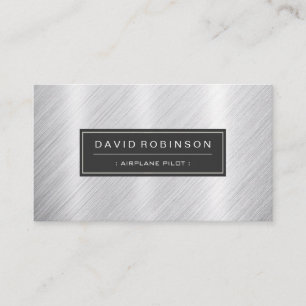 Aeroplane Pilot - Modern Brushed Metal Look Business Card