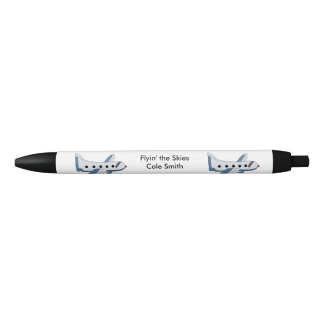 Aeroplane Pilot or Flight Design Black Ink Pen (Front)