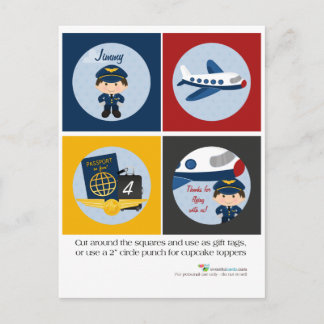 Aeroplane Pilot Party Cupcake Toppers Postcard