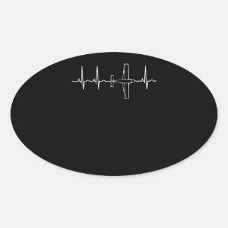 Aeroplane Pilot Pilot Heartbeat Flying Gift Oval Sticker