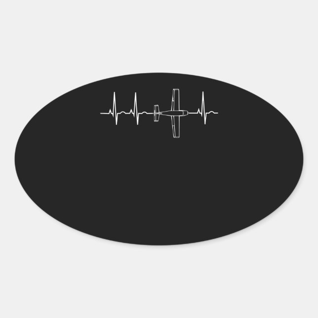 Aeroplane Pilot  Pilot Heartbeat  Flying Gift Oval Sticker (Front)