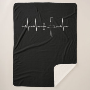 Aeroplane Pilot  Pilot Heartbeat  Flying Gift Sherpa Blanket