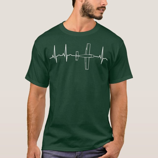 Aeroplane Pilot  Pilot Heartbeat  Flying Gift Tee (Front)