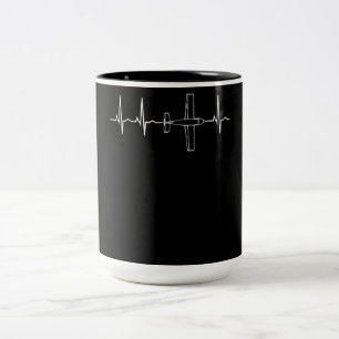 Aeroplane Pilot Pilot Heartbeat Flying Gift Two-Tone Coffee Mug