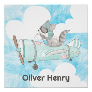 Aeroplane Pilot Racoon Poster